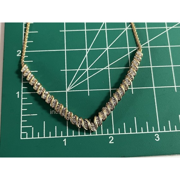 Vermeil Sterling Silver  .10ctw Diamond Flat V Wheat Necklace 16.5” 8.38G - Picture 8 of 16